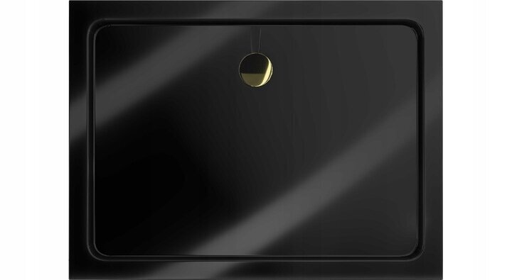 Ristkülikukujuline dušialus Mexen Flat Slim sifooniga, Black+Gold, 100x70,80,90 cm hind ja info | Dušialused | hansapost.ee