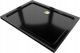 Ristkülikukujuline dušialus Mexen Flat Slim sifooniga, Black+Gold, 100x70,80,90 cm hind ja info | Dušialused | hansapost.ee