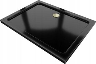 Ristkülikukujuline dušialus Mexen Flat Slim sifooniga, Black+Gold, 120x70,80,90,100 cm цена и информация | Стойки для душа | hansapost.ee