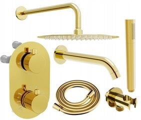 Peidetud duši- ja vannikomplekt termostaadiga Mexen Kai 7in1, 25 cm, Gold цена и информация | Душевые комплекты и панели | hansapost.ee