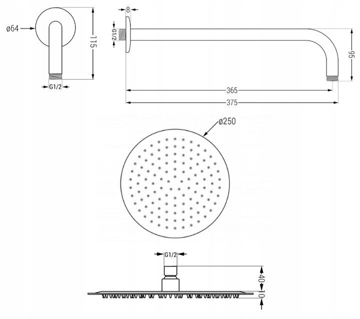 Peidetud duši- ja vannikomplekt termostaadiga Mexen Kai 7in1, 25 cm, Chrome hind ja info | Dušikomplektid ja süsteemid | hansapost.ee