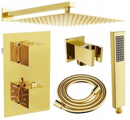 Peidetud dušikomplekt termostaadiga Mexen Cube 6in1, 25x25 cm, Gold цена и информация | Душевые комплекты и панели | hansapost.ee