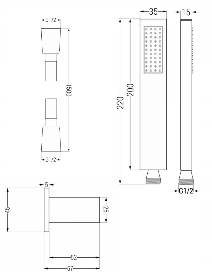 Peidetud dušikomplekt termostaadiga Mexen Cube 6in1, 30x30 cm, Black hind ja info | Dušikomplektid ja süsteemid | hansapost.ee