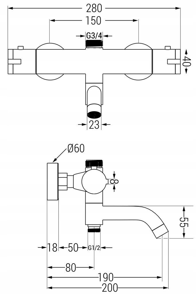 Vanni-dušisüsteem termostaatsegistiga Mexen Carl Kai 2, Black hind ja info | Dušikomplektid ja süsteemid | hansapost.ee