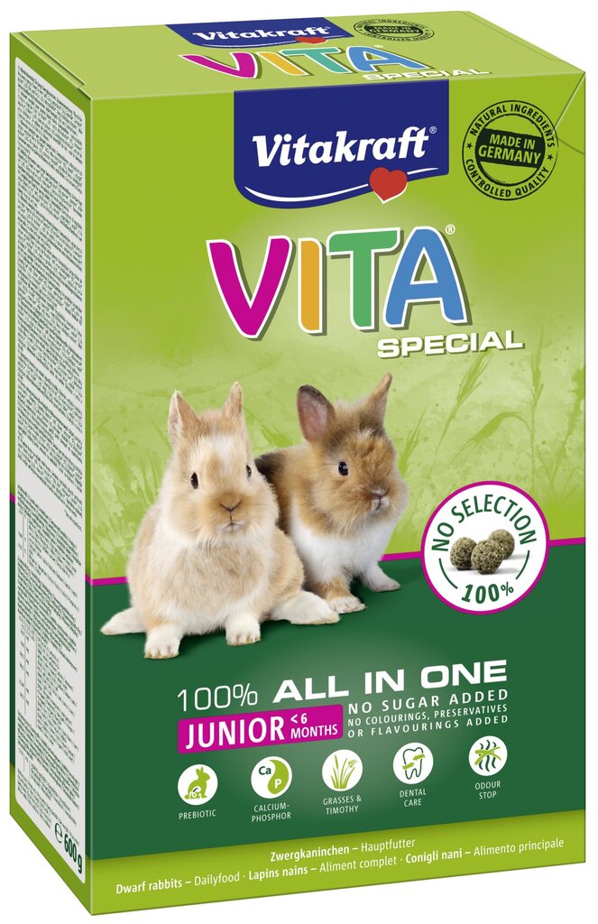 Vitakraft Special Junior küülikute toit, 600g цена и информация | Toit väikeloomadele | hansapost.ee