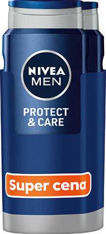 Komplekt Nivea Men Protect & Care meestele: dušigeel, 2 x 500 ml hind ja info | Dušigeelid, õlid | hansapost.ee