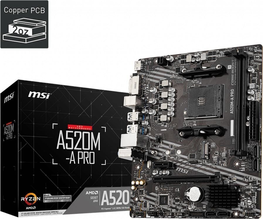 MSI A520M-A Pro цена и информация | Emaplaadid | hansapost.ee