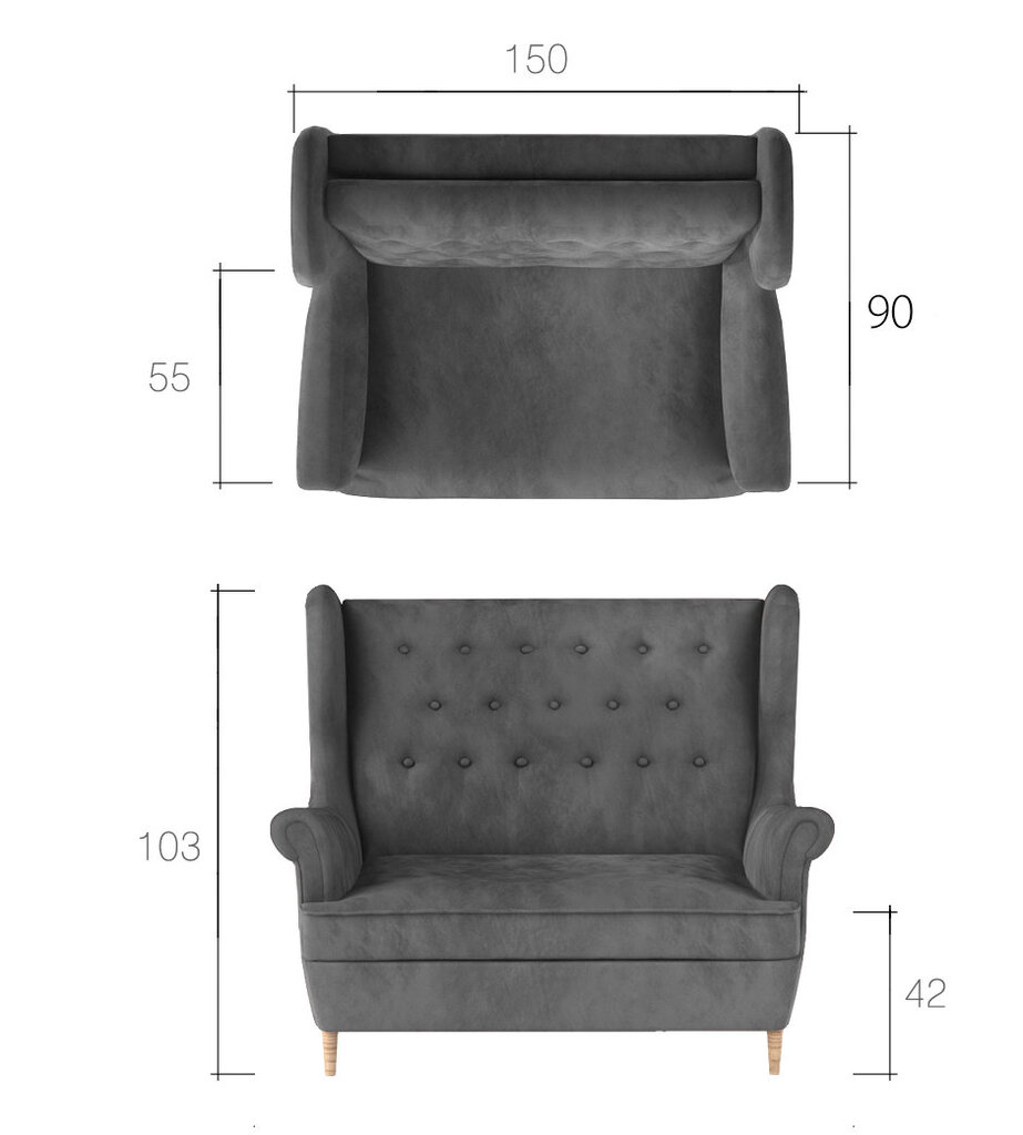 Pehme mööbli komplekt Aros 2+1, helehall hind ja info | Pehme mööbli komplektid | hansapost.ee