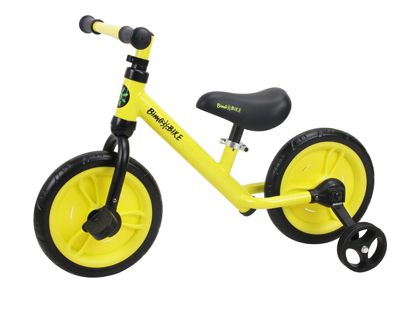Tasakaaluratas Bimbo Bike 2in1 Bike, must/kollane цена и информация | Jooksurattad lastele | hansapost.ee