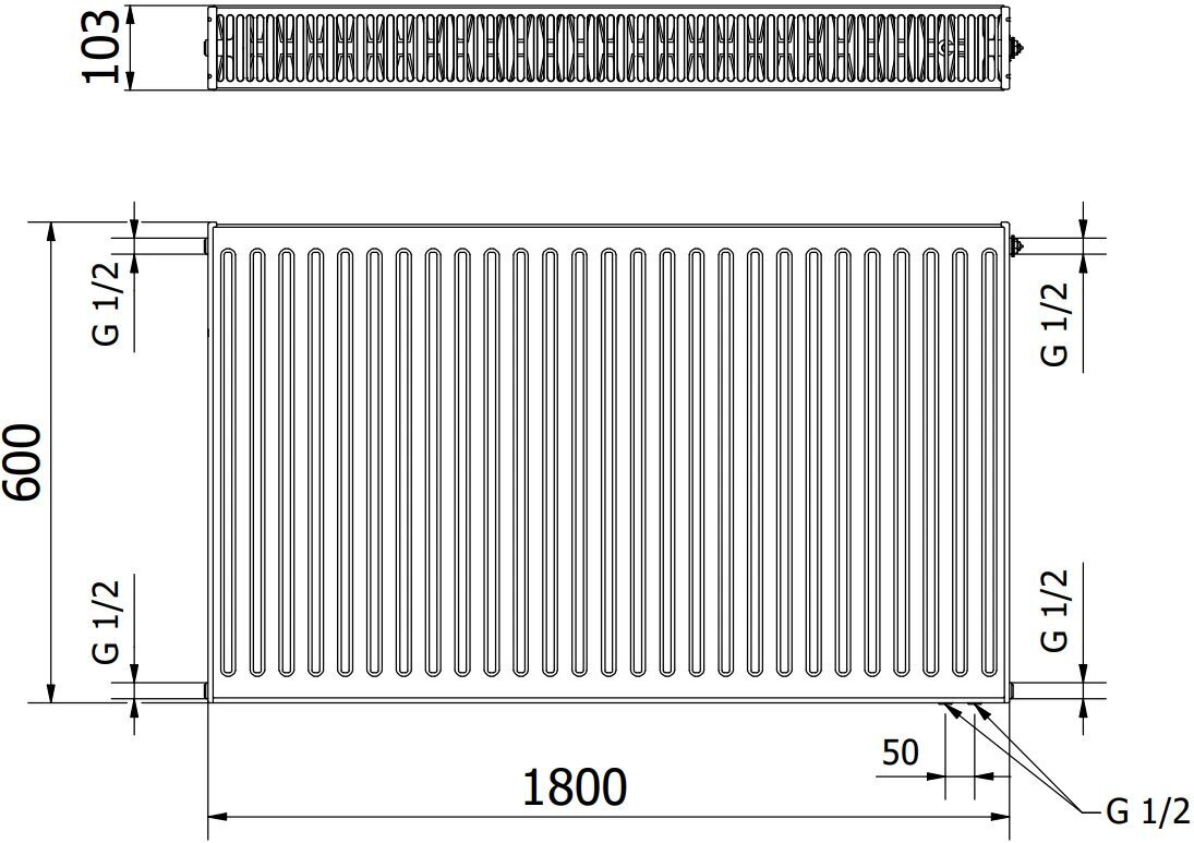 Radiaator Mexen CV22, 600 x 1800 mm, 2975 W, alumine ühendus цена и информация | Radiaatorid ja konvektorid | hansapost.ee