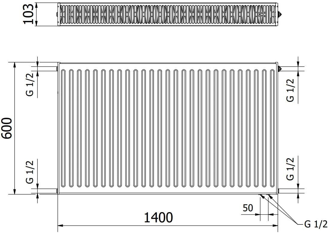 Radiaator Mexen CV22, 600 x 1400 mm, 2314 W, alumine ühendus hind ja info | Radiaatorid ja konvektorid | hansapost.ee