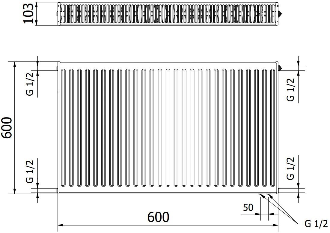 Radiaator Mexen CV22, 600 x 600 mm, 992 W, alumine ühendus цена и информация | Radiaatorid ja konvektorid | hansapost.ee