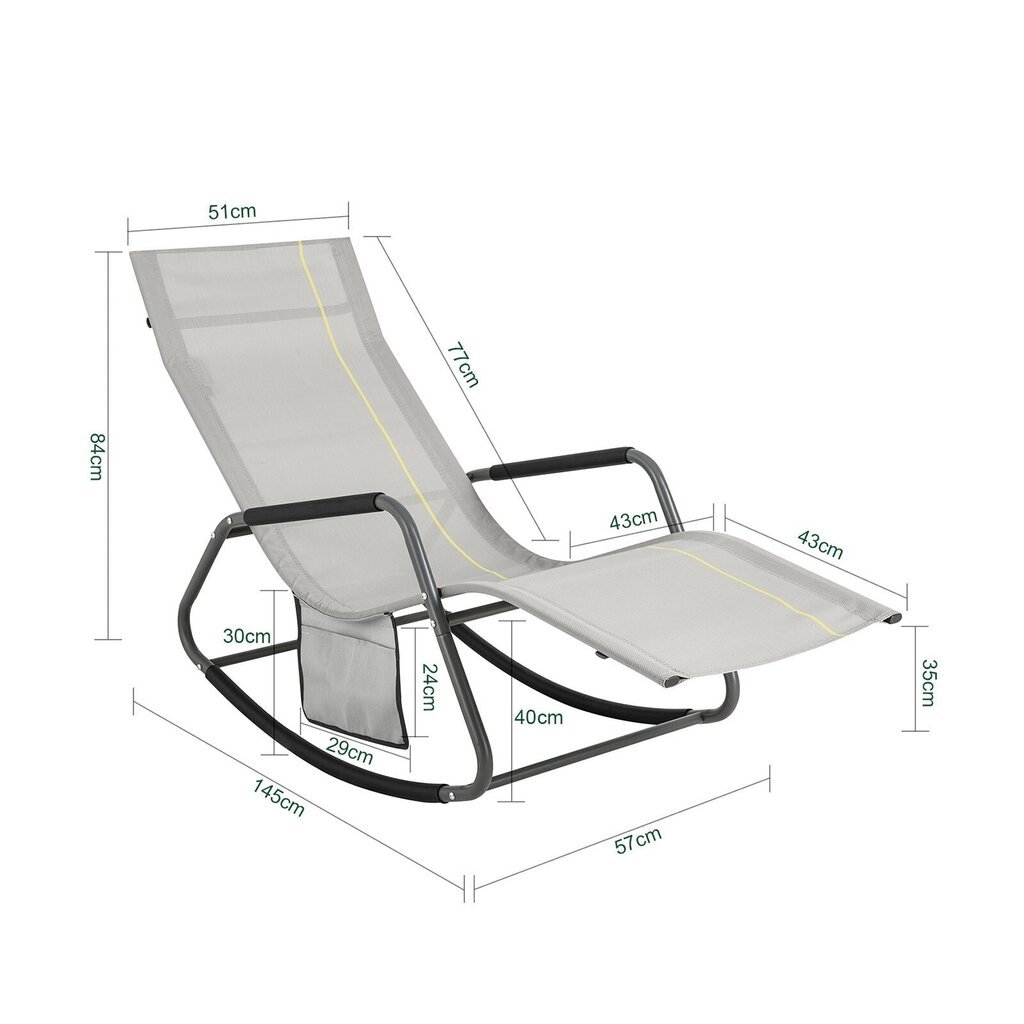 Lamamistool SoBuy OGS47-HG, hall hind ja info | Päevitustoolid | hansapost.ee