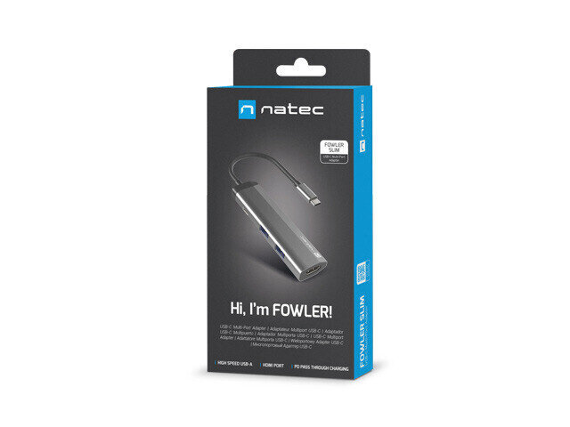 Adapter Natec Multi-Port Fowler Slim, USB Type-C цена и информация | USB adapterid ja jagajad | hansapost.ee