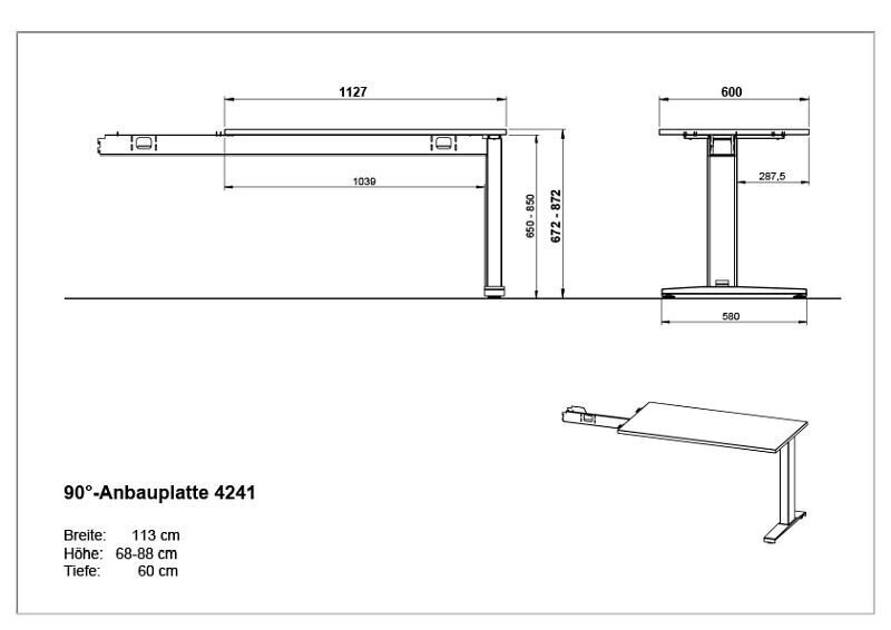 Kirjutuslaua lisa 4241, hall цена и информация | Arvutilauad, kirjutuslauad | hansapost.ee