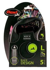 Flexi automaatne rihm New Comfort Cord L, must/roosa, 5 m hind ja info | Jalutusrihmad koertele | hansapost.ee