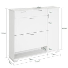 Jalanõudekapp SoBuy FSR104-W, valge price and information | Shoe cupboards, shoe racks | hansapost.ee