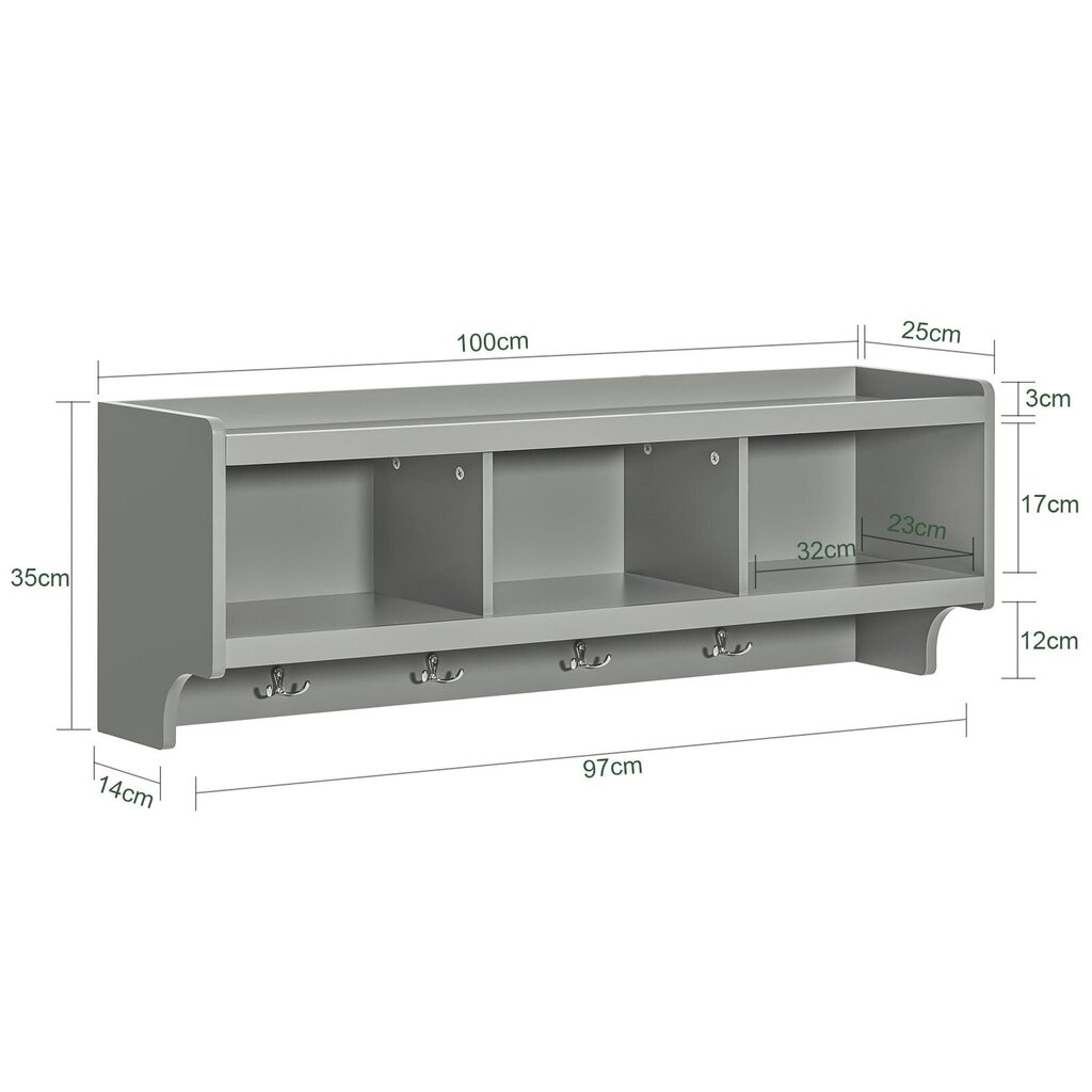 Riiul SoBuy FHK28-HG, hall hind ja info | Riiulid | hansapost.ee