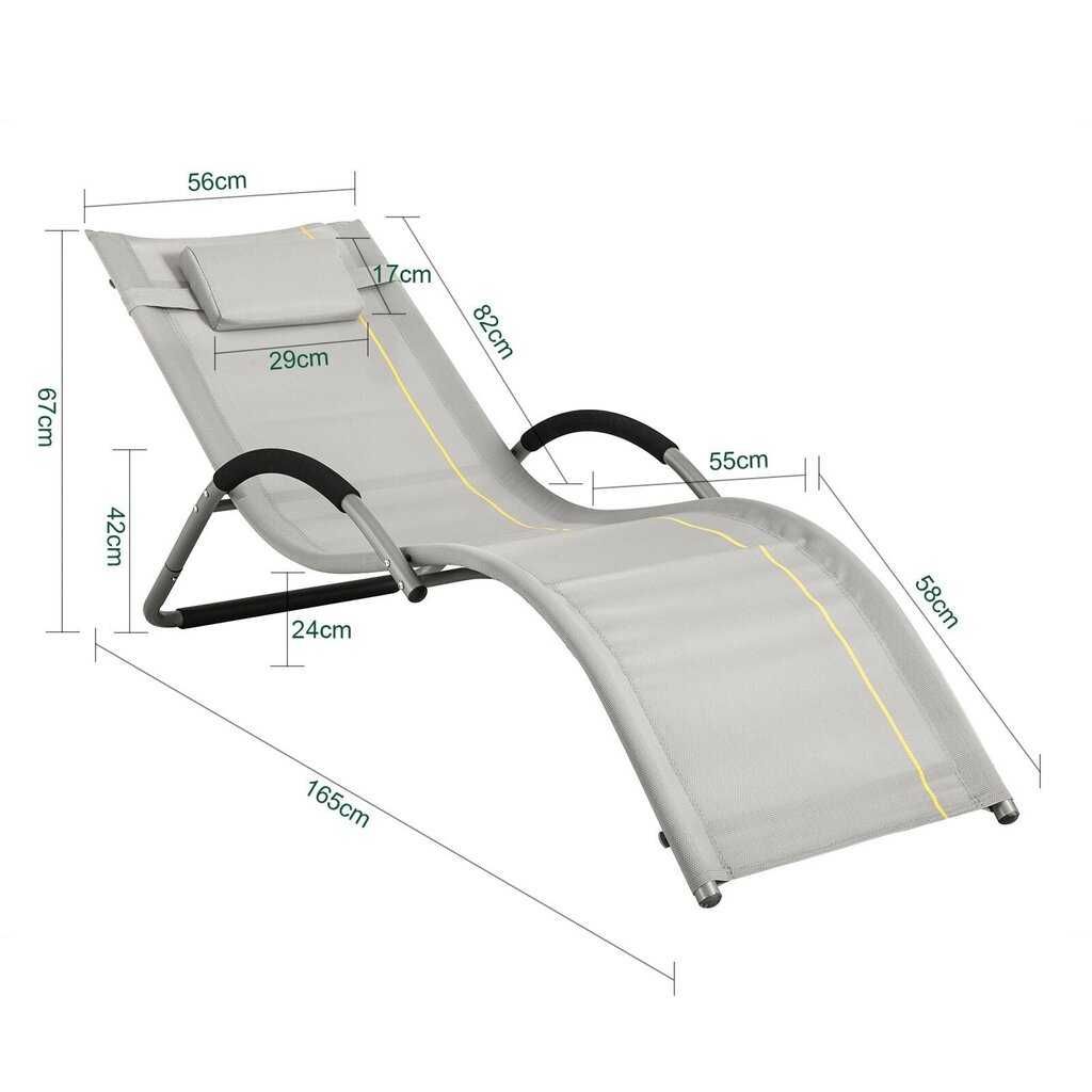 Lamamistool SoBuy OGS38-HG, hall hind ja info | Päevitustoolid | hansapost.ee