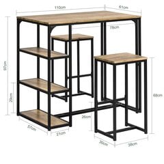 Комплект кухонной мебели из 3-х предметов SoBuy OGT43-F, коричневый цвет цена и информация | Комплекты мебели для столовой | hansapost.ee
