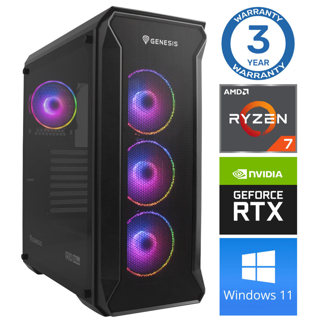 INTOP Ryzen 7 5700X 16GB 250SSD M.2 NVME RTX3060 12GB WIN11 hind ja info | Lauaarvutid | hansapost.ee