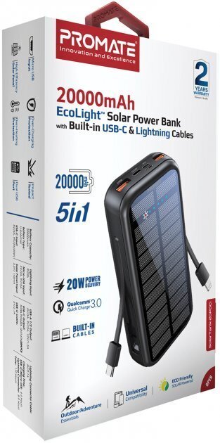 Promate SolarTank-20PDCi 20000mAh hind ja info | Akupangad | hansapost.ee