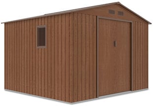 Садовый домик Hudson 9x8, коричневый цвет цена и информация | Садовые сараи, дровницы | hansapost.ee