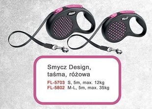 Flexi автоматический поводок Design M, черный/розовый, 5 м цена и информация | Поводки для собак | hansapost.ee