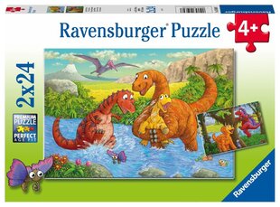 Puslekomplekt Ravensburger Dinosaurused, 2 x 24- osaline hind ja info | Pusled lastele ja täiskasvanutele | hansapost.ee