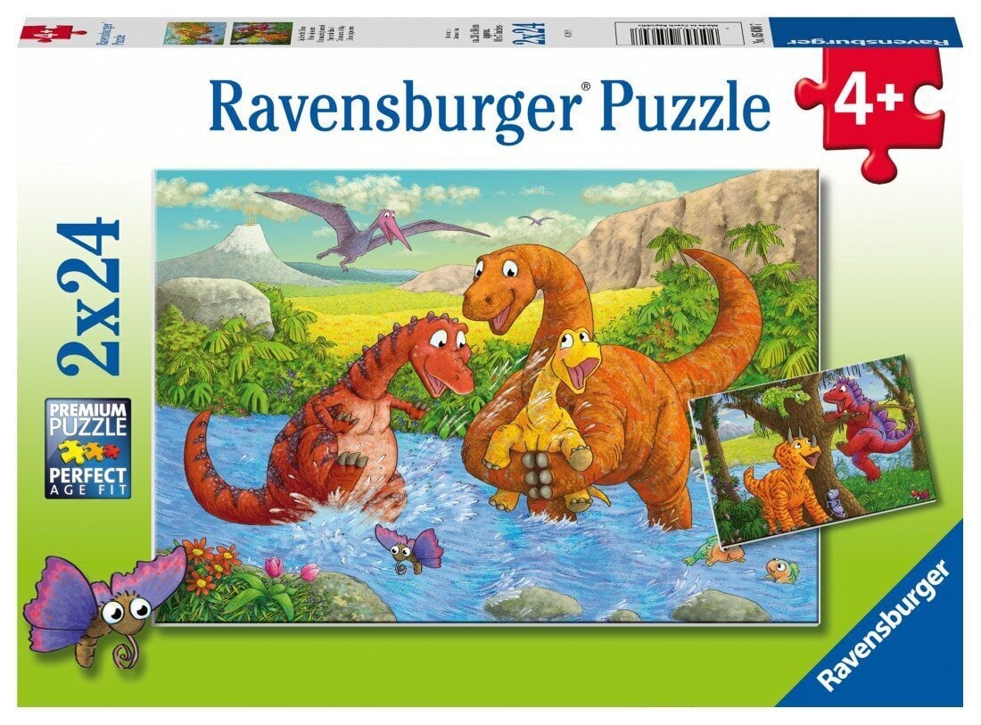 Puslekomplekt Ravensburger Dinosaurused, 2 x 24- osaline hind ja info | Pusled lastele ja täiskasvanutele | hansapost.ee