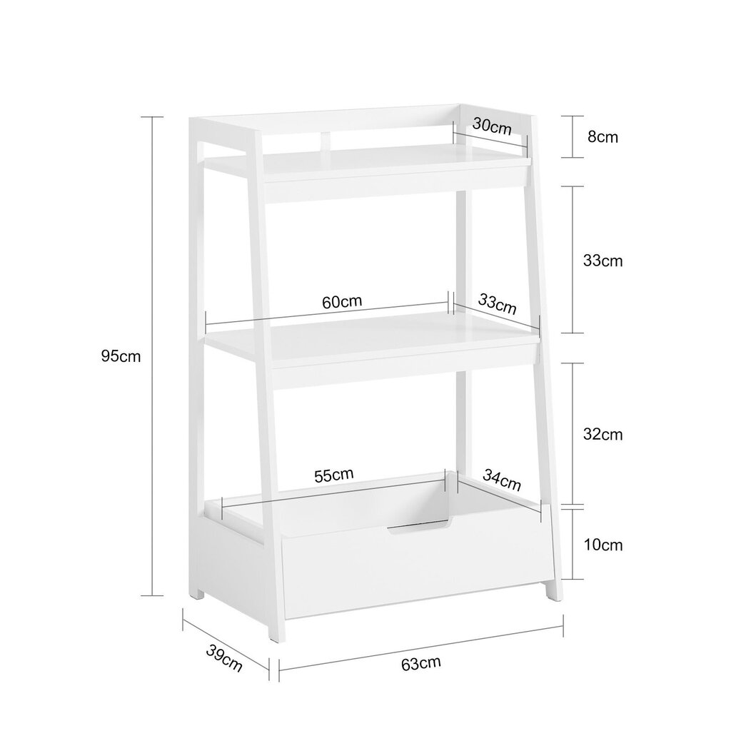 Lastetoa riiul SoBuy KMB31-W, valge hind ja info | Riiulid lastele | hansapost.ee