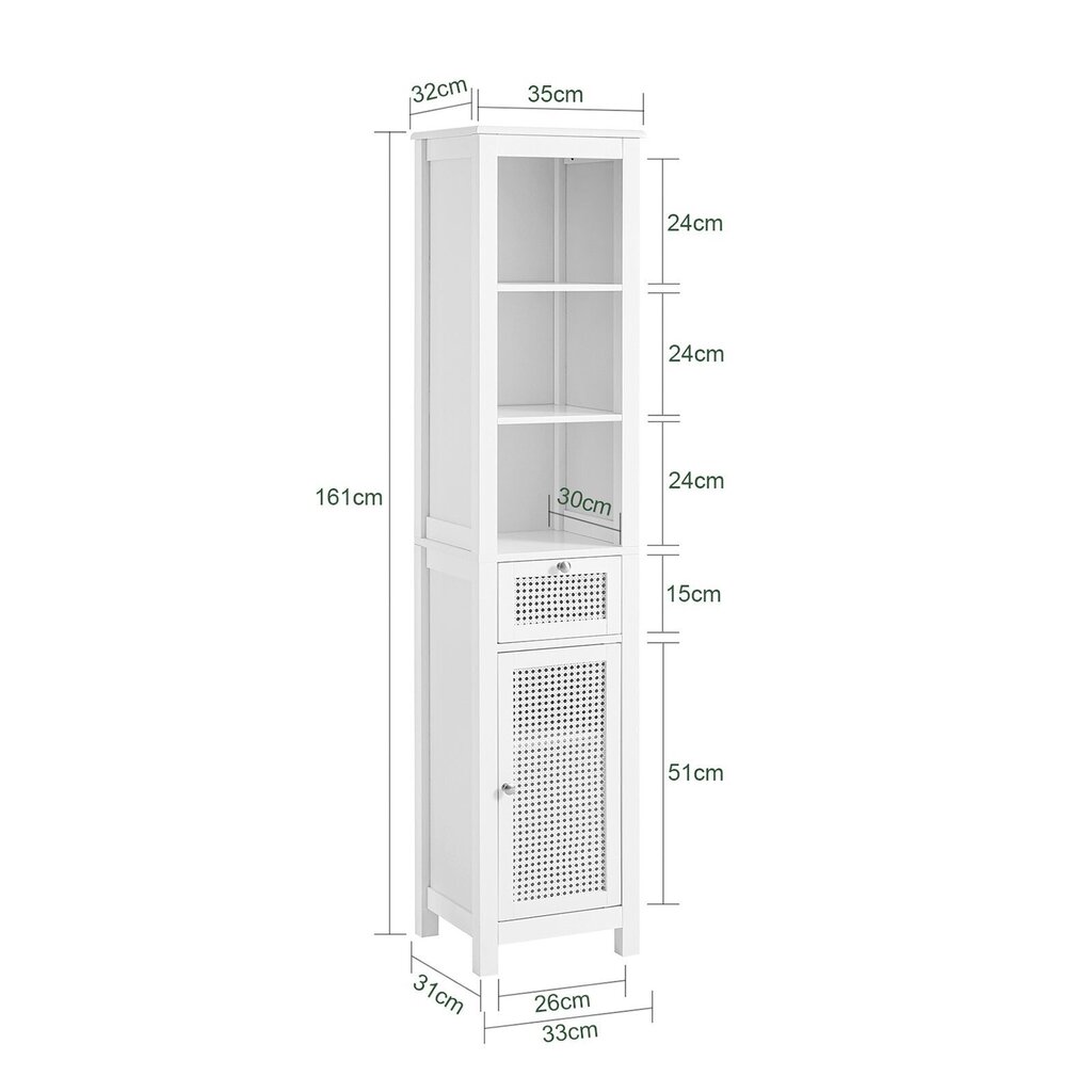 Vannitoakapp SoBuy BZR36-W, valge hind ja info | Vannitoakapid | hansapost.ee