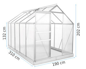 Polükarbonaadist kasvuhoone Focus Garden 003448 310 x 190 cm hind ja info | Kasvuhooned ja peenrakastid | hansapost.ee