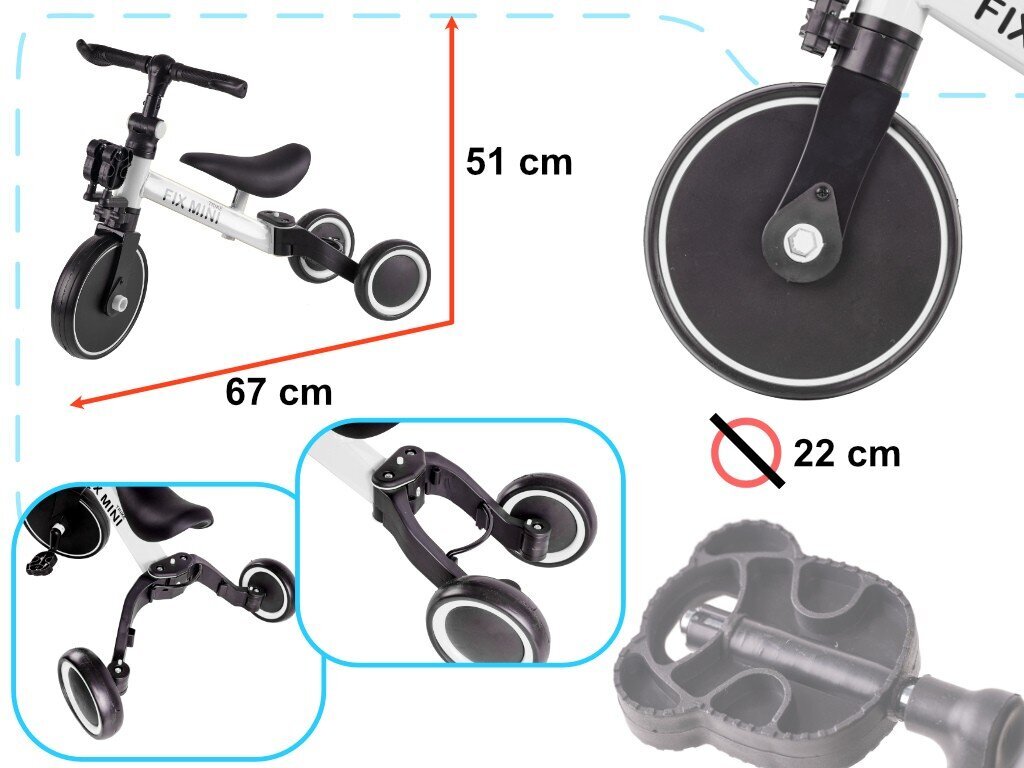 Krossi trikiratas Trike Fix Mini 3in1 pedaalidega, valge цена и информация | Kolmerattalised jalgrattad lastele | hansapost.ee