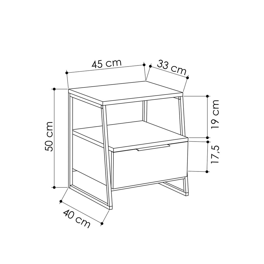 Öökapp Kalune Design 855(I), 50 cm, beeži värvi цена и информация | Öökapid | hansapost.ee