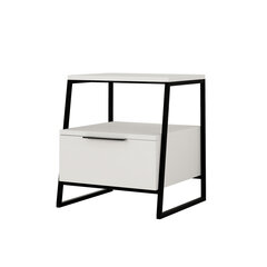 Ночной столик Kalune Design 855 (I), 50 см, белый/черный цена и информация | Прикроватные тумбочки | hansapost.ee
