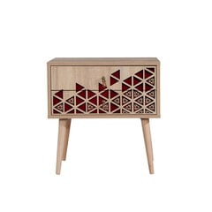 Ночной столик Kalune Design 869, 61 см, дуб/красный цена и информация | Ночные шкафы | hansapost.ee