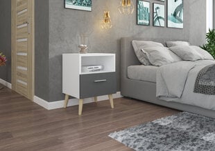 Öökapp ADRK Furniture Logan 11, valge/hall цена и информация | Прикроватные тумбочки | hansapost.ee