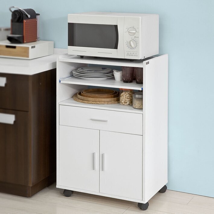 Köögikapp ratastega SoBuy FSB09-W, valge hind ja info | Köögikapid | hansapost.ee