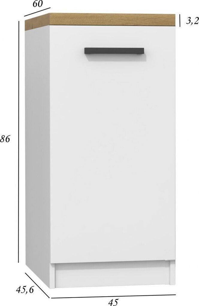 Eraldiseisev köögikapp D-45/82, valge hind ja info | Köögikapid | hansapost.ee