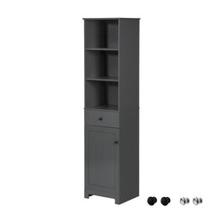 SoBuy Tall Bathroom Cabinet Bathroom Storage Cabinet with 3 Shelves 1 Drawer 1 Cabinet,BZR17-DG цена и информация | Шкафчики для ванной | hansapost.ee