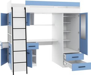Двухъярусная кровать Meblocross Level L, 90x200 см, синяя/белая цена и информация | Детские кровати | hansapost.ee