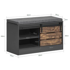 Шкафчик для обуви SoBuy FSR120-HG, черный/коричневый цена и информация | SoBuy Мебель для прихожей | hansapost.ee