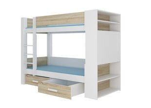 Voodi ADRK Furniture Garet 90x200 cm, valge/tamm цена и информация | Детские кровати | hansapost.ee