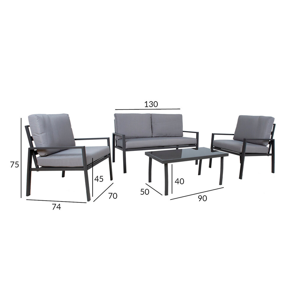 Aiamööbli komplekt TIFTON laud, diivan ja 2 tooli hind ja info | Välimööbli komplektid | hansapost.ee