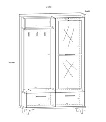 Шкаф Meblocross Box 05 3D, темно-коричневый/белый цена и информация | Комплекты в прихожую | hansapost.ee