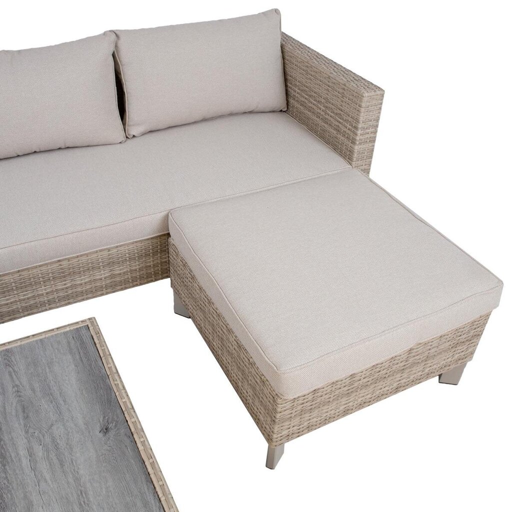 Aiamööbli komplekt GERA diivan 220x79xH68cm, tumba 70x70xH32cm, laud 70x70xH32cm, alumiinium hind ja info | Välimööbli komplektid | hansapost.ee