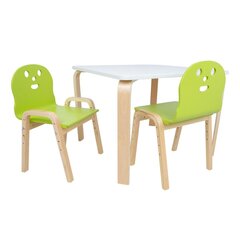 Lastekomplekt HAPPY laud ja 2 tooli, valge/roheline price and information | Dining sets | hansapost.ee