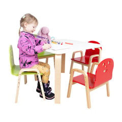 Lastekomplekt HAPPY laud ja 2 tooli, valge/punane hind ja info | Lauad ja toolid lastele | hansapost.ee