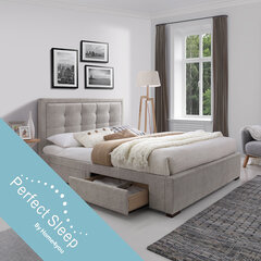 Кровать DUKE 160x200 cм, с ящиками и матрасом HARMONY DELUX, бежевая цена и информация | Кровати | hansapost.ee